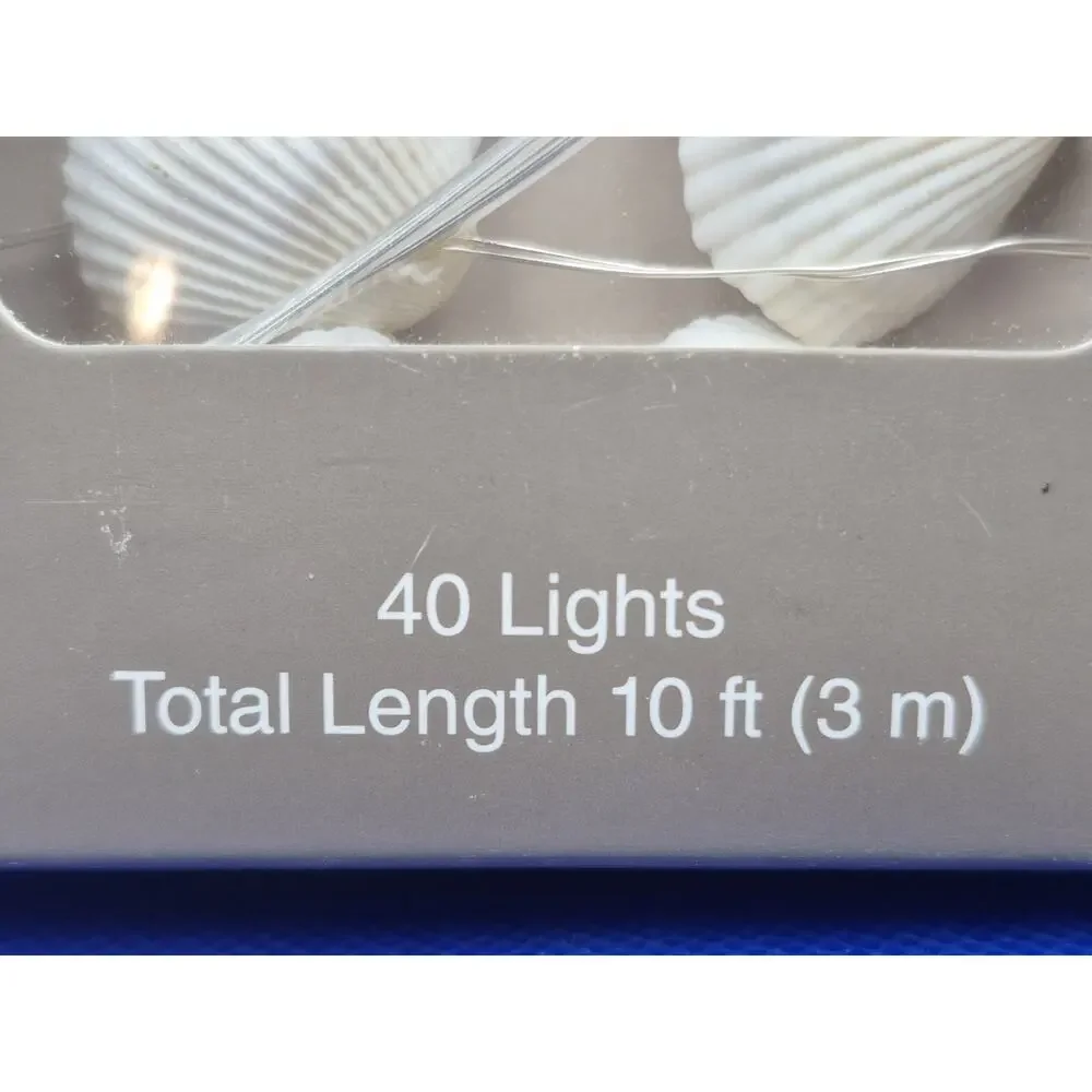 Pier 1 Seashell Glimmer Strings 40 Flexible LED Lights 10' Long NEW